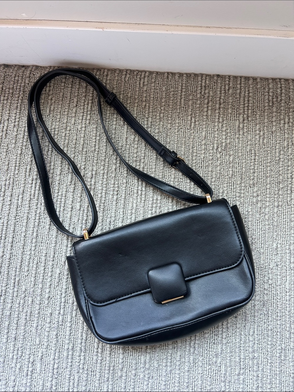 a new day Black Crossbody/Shoulder Bag with Gold Accents